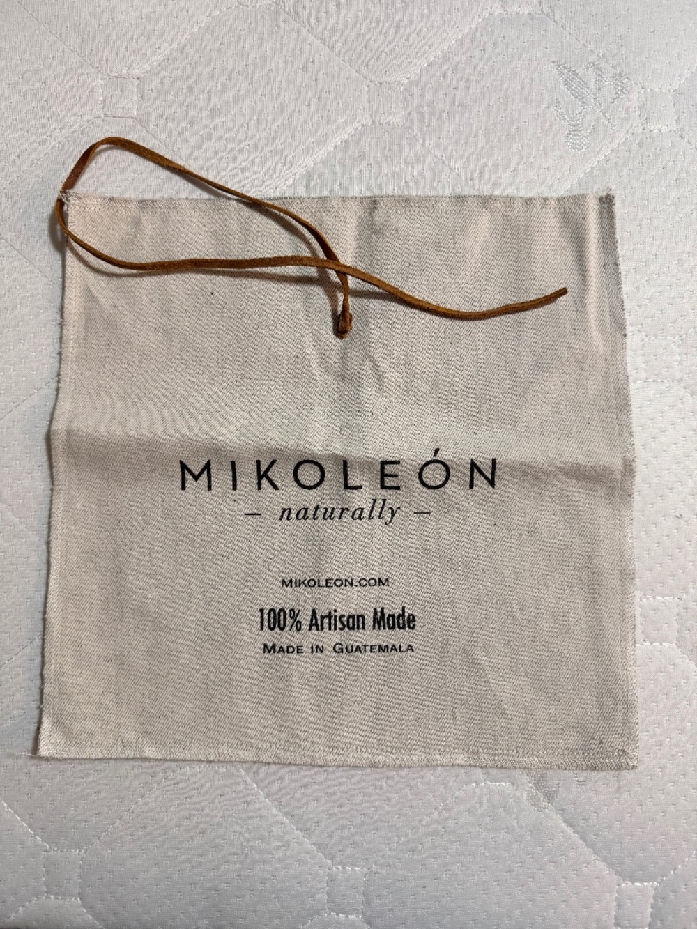 Mikoleon Naturally Cotton Drawstring Dust Bag 14 x 13 Artisan Made Guatemala